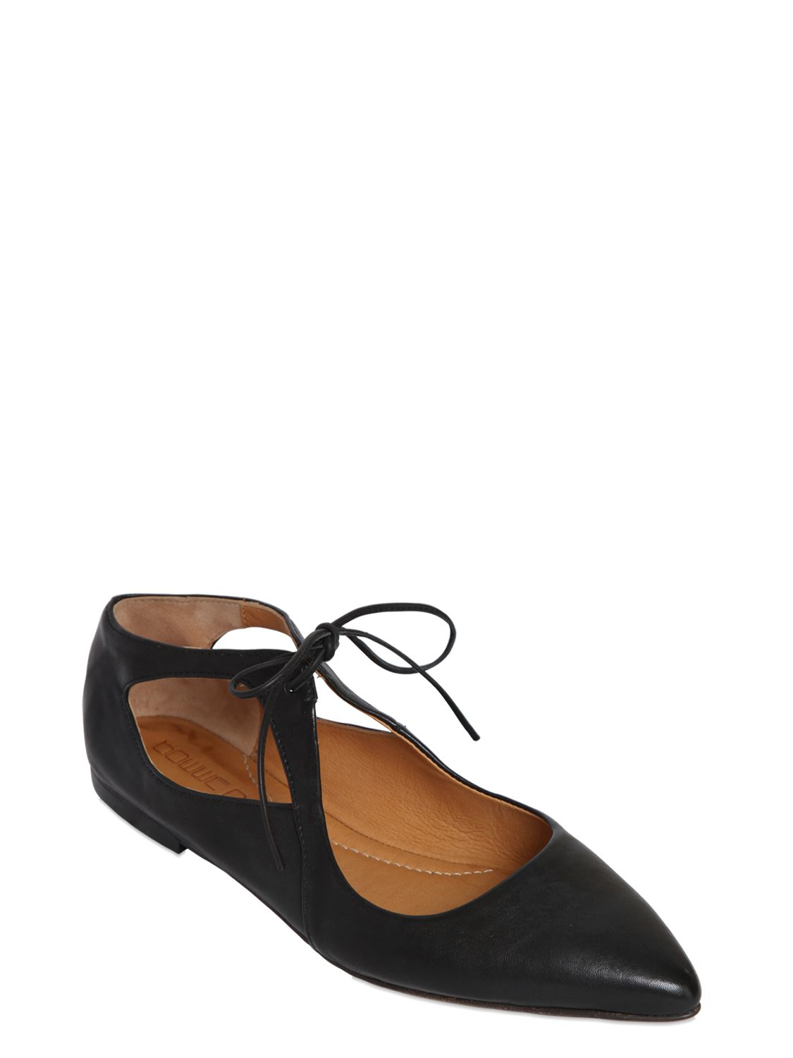 Pomme D'or Leather Lace-up Ballerinas in Black - Lyst