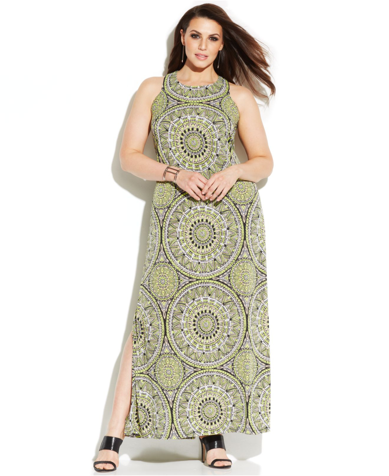 Inc International Concepts Multicolor Plus Size Printed Halter Maxi