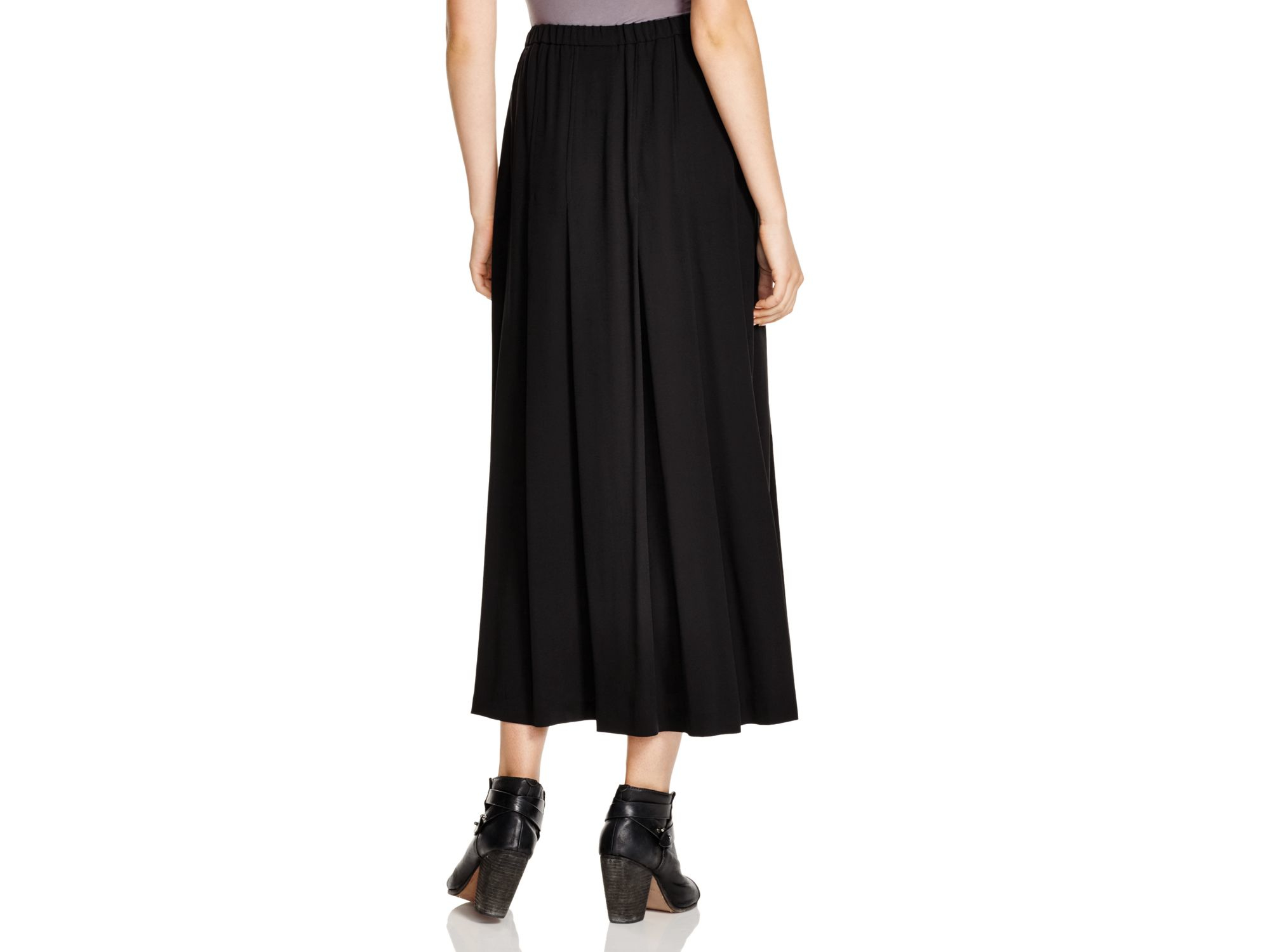 Eileen Fisher Silk Pleated Maxi Skirt in Black | Lyst