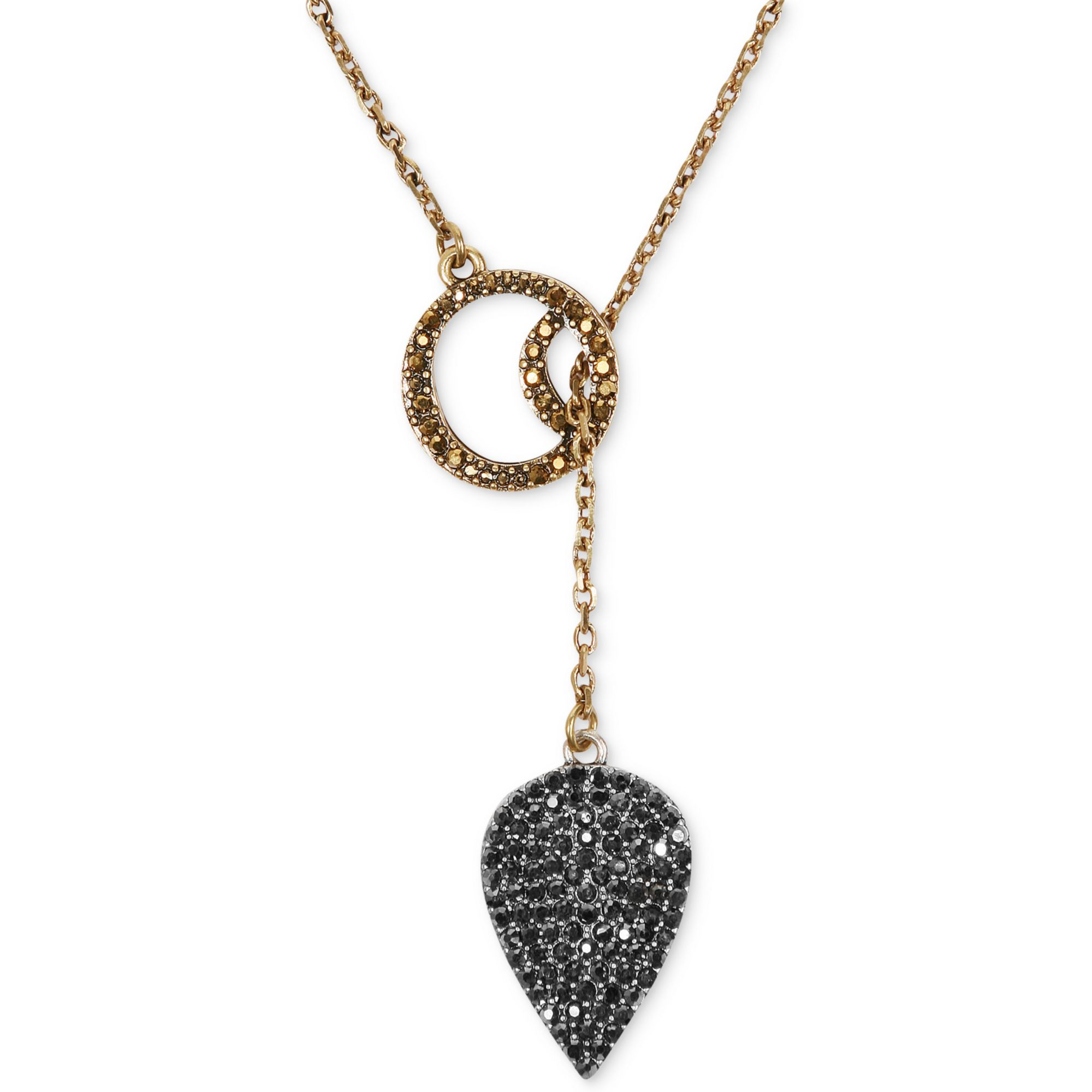 Lucky Brand Goldtone Pave Crystal Guitar Pick Pendant Necklace in Gold ...