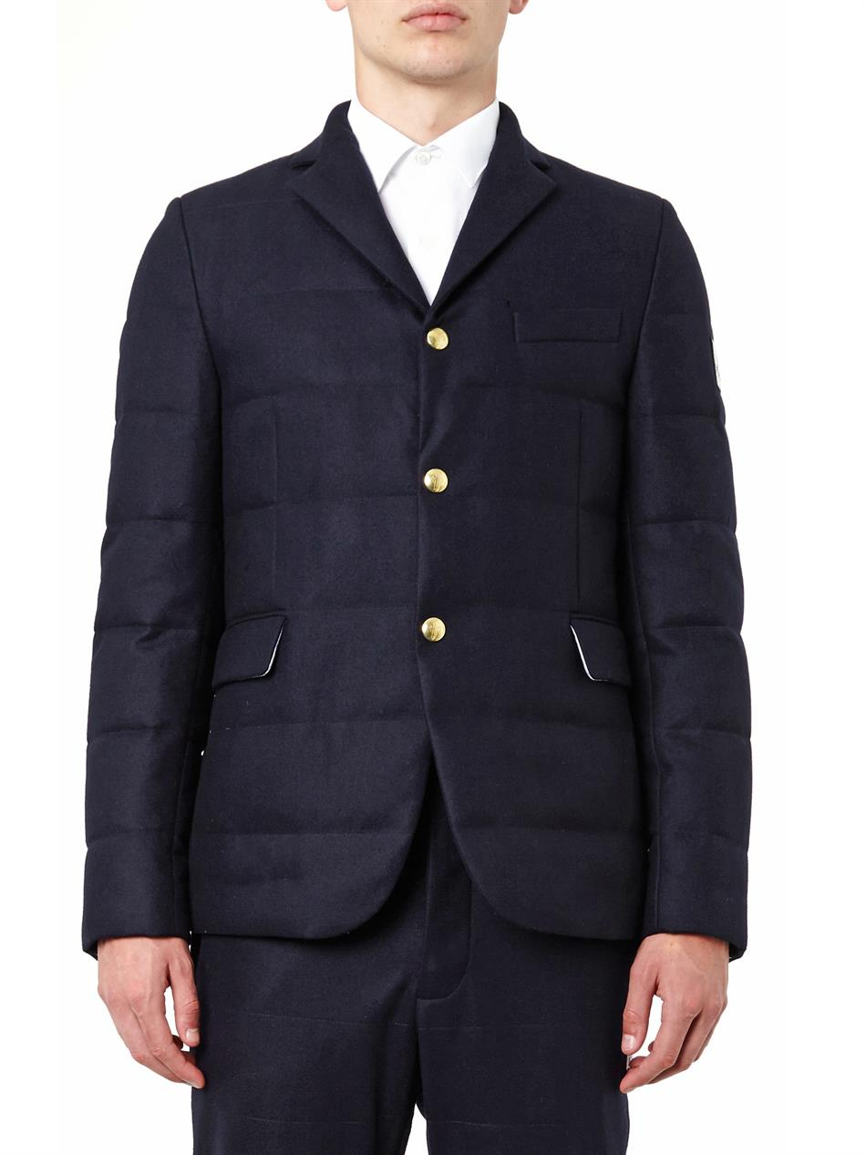 Moncler gamme bleu Quilted Wool-flannel Blazer in Blue for Men | Lyst