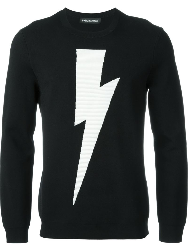Neil Barrett Lightning Bolt Sweater in Black for Men | Lyst