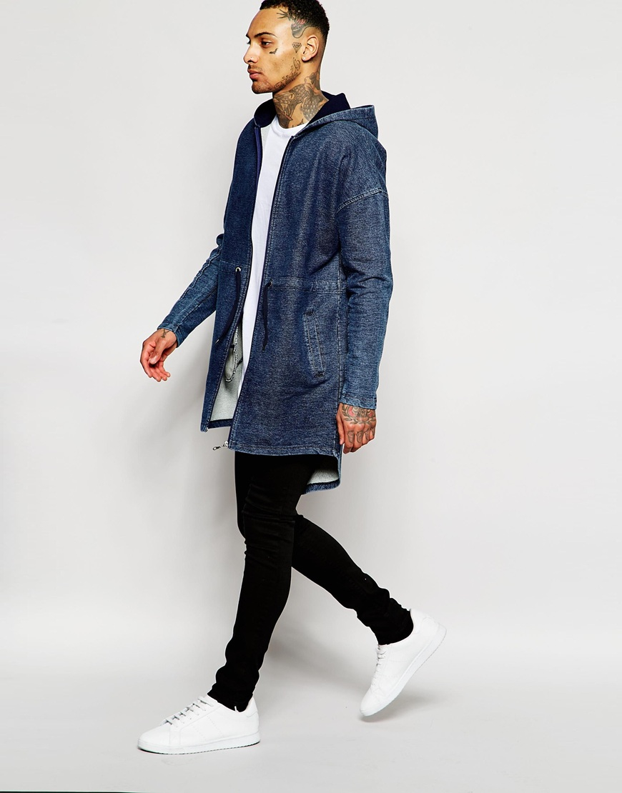 Mens Longline Parka Jacket minimalistisches Interieur