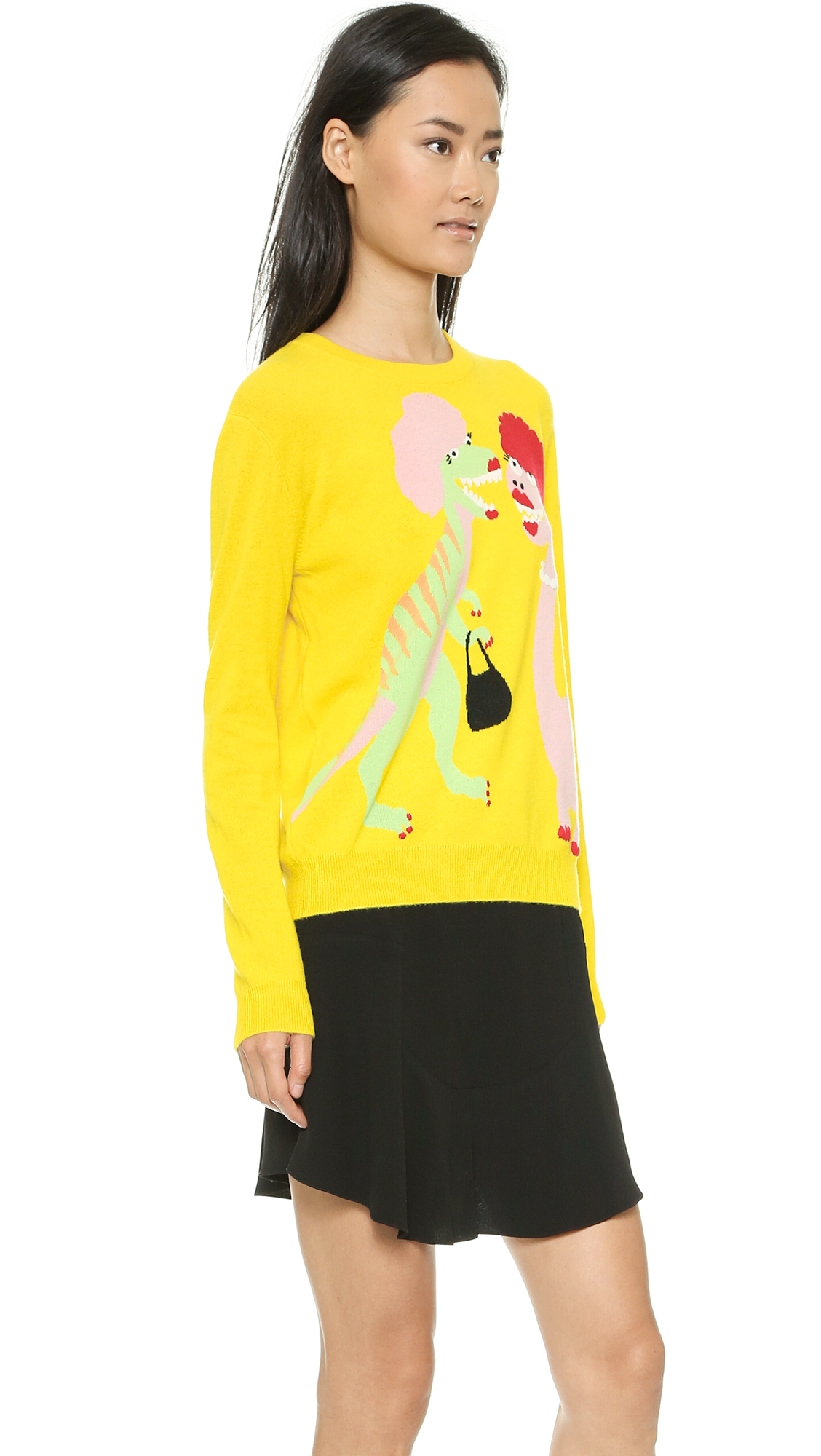 Boutique moschino Dinosaurs Intarsia Knit Sweater in Yellow | Lyst