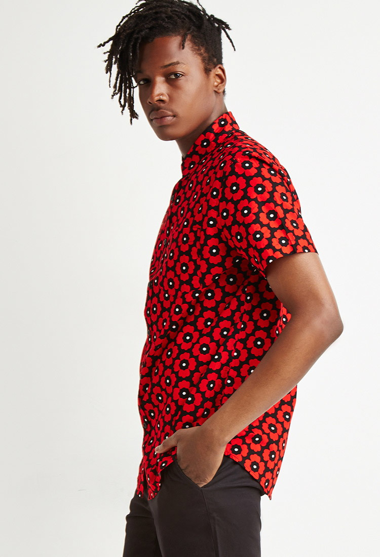 Forever 21 Poppy Print Shirt in Black 