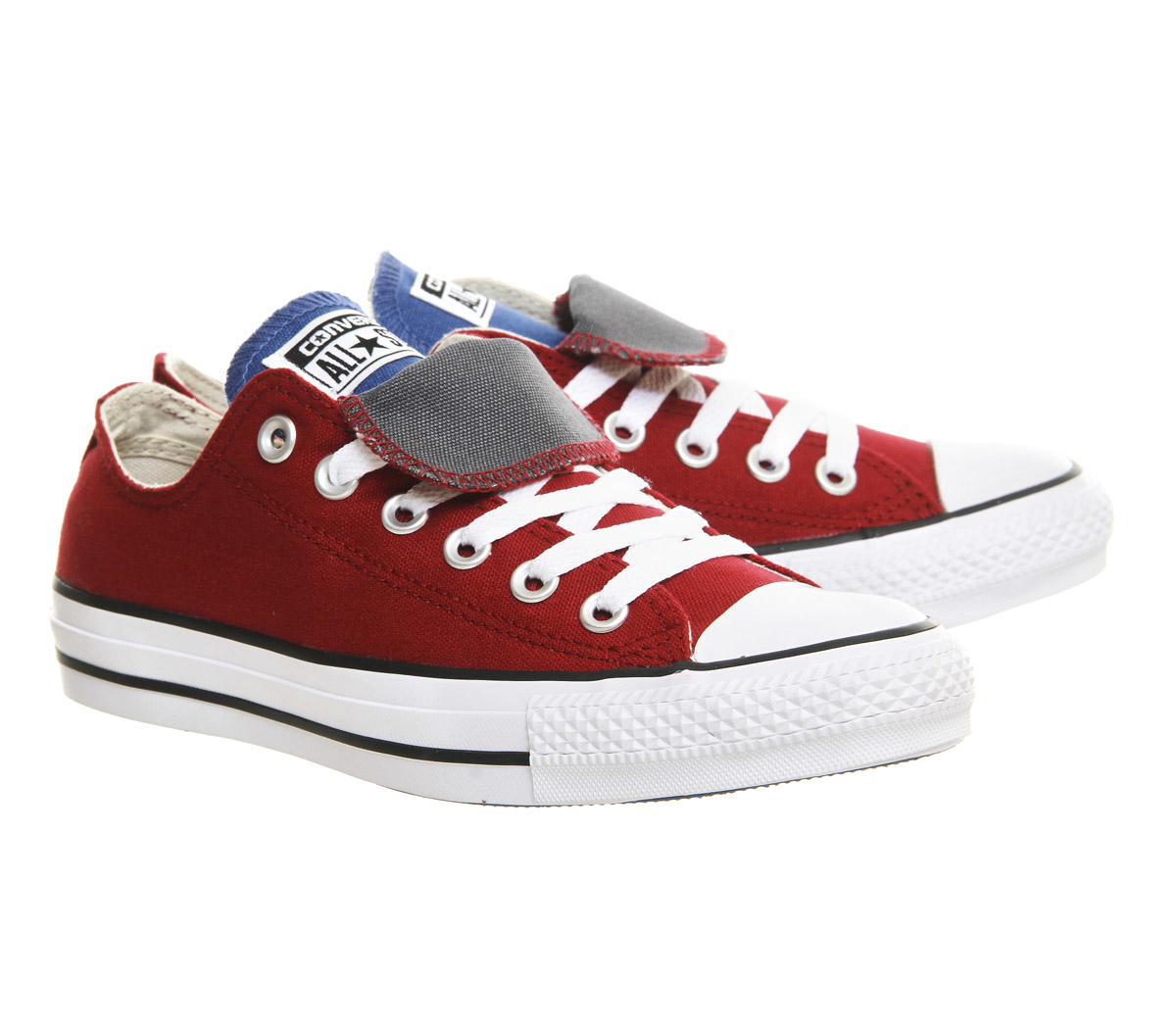 Converse Canvas Allstar Low Double Tongue in Red - Lyst