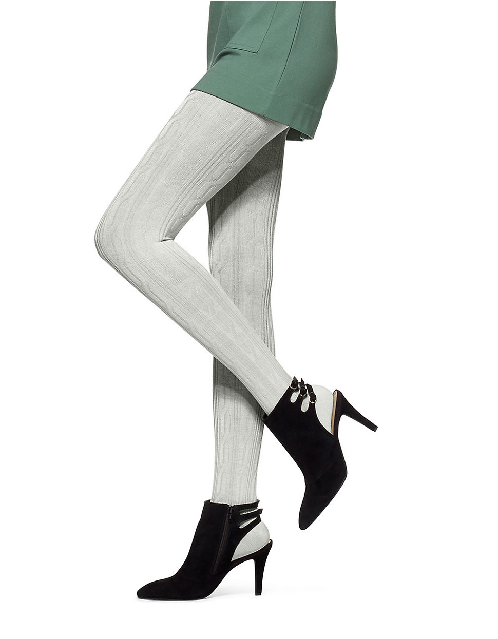 Hue Synthetic Cableknit Sweater Tights in Gray Lyst