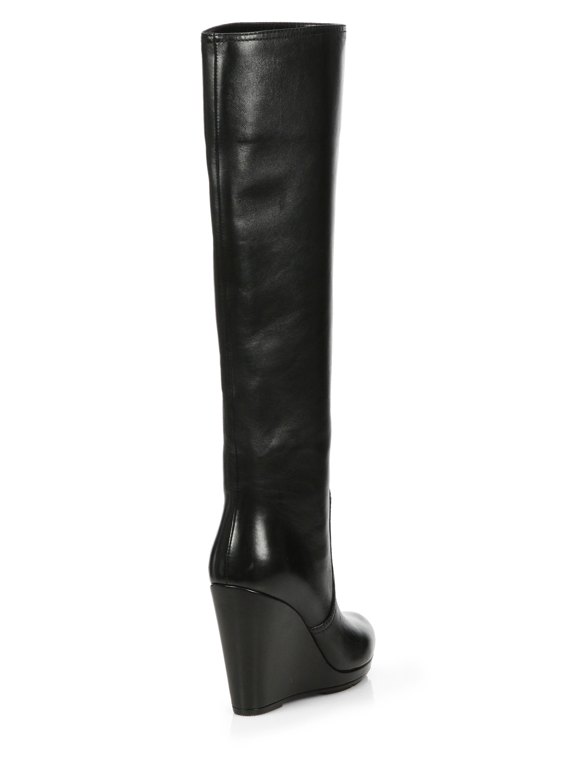 tall wedge boots black