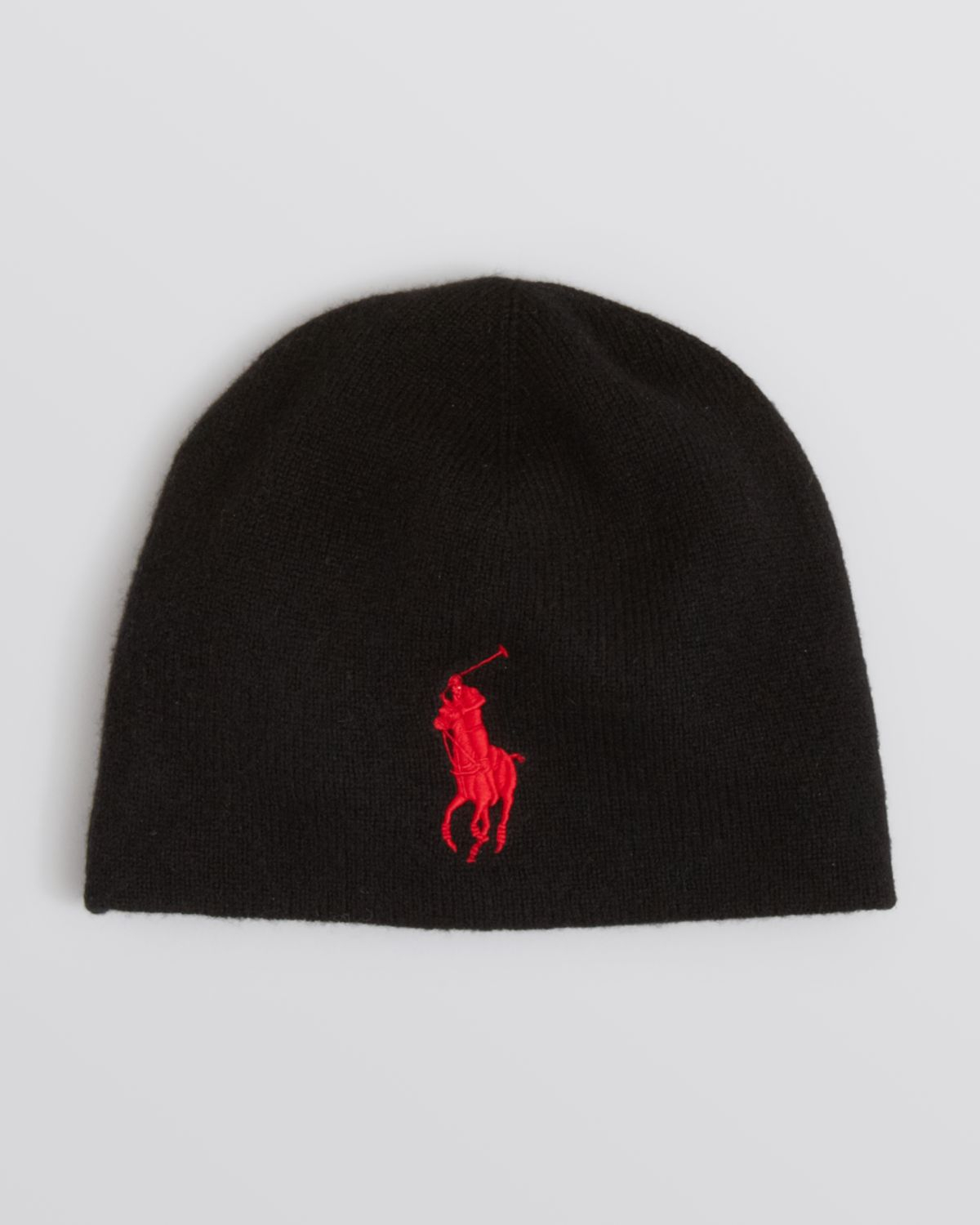 black and red polo beanie