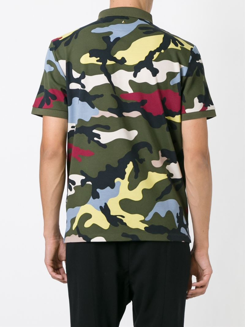 Valentino 'rockstud' Camouflage Polo Shirt in Green for Men - Lyst