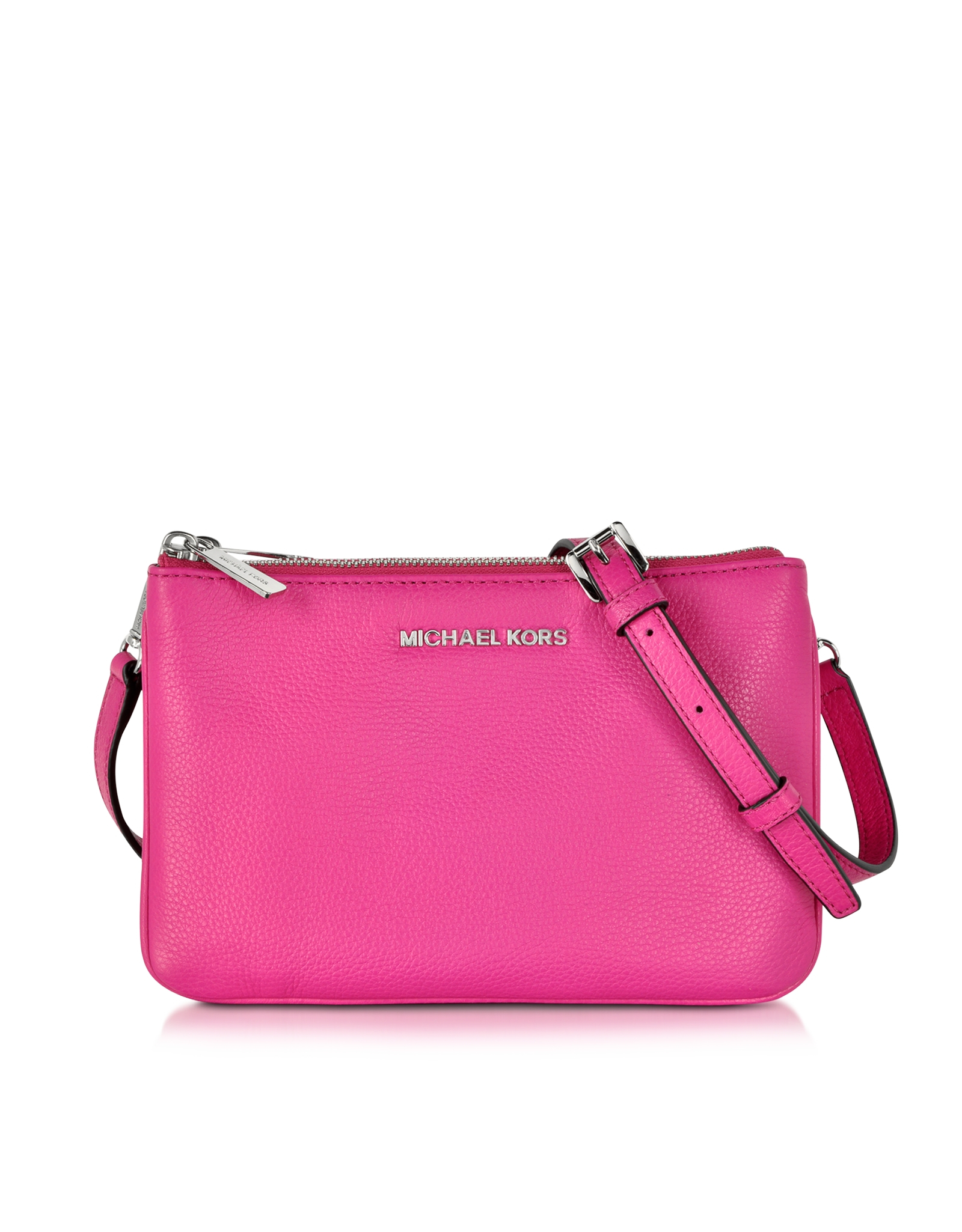Lyst - Michael Kors Bedford Raspberry Leather Gusset Crossbody Bag in Pink