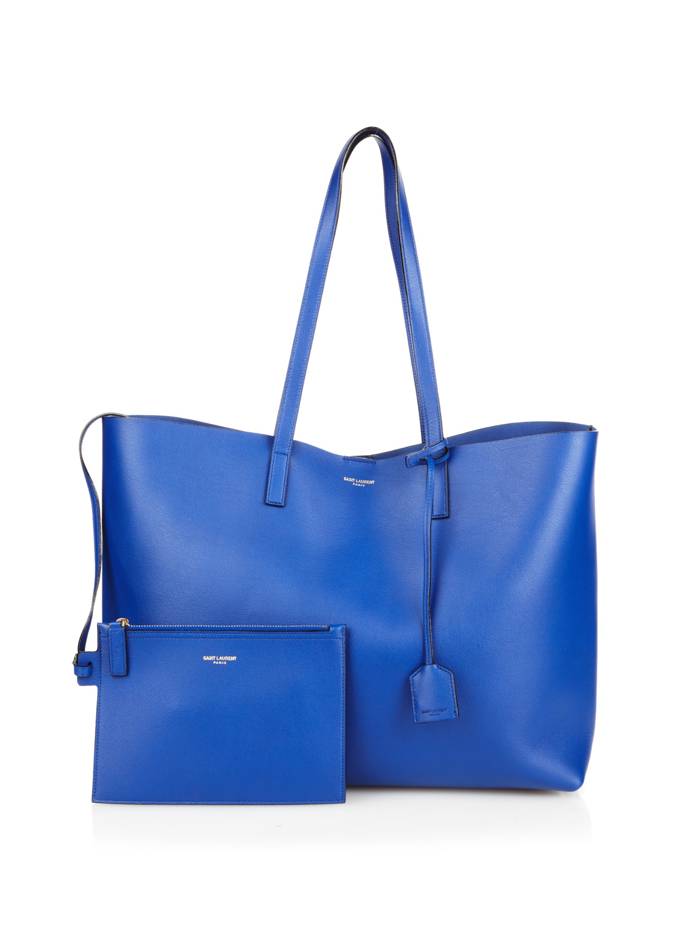 Saint Laurent Large Leather Shopping Bag in Blue | Lyst