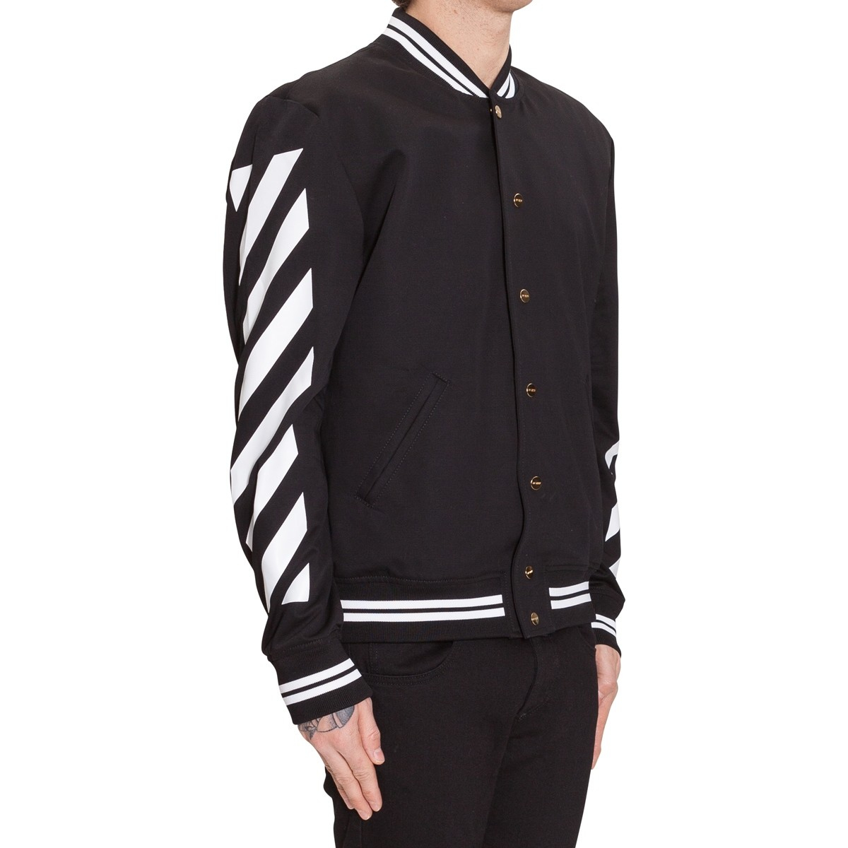 Off-White c/o Virgil Abloh Blue Collar Varsity Jacket for Men - Lyst