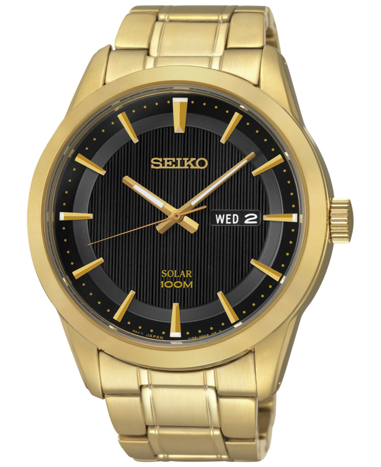 seiko silver tone solar men's watch