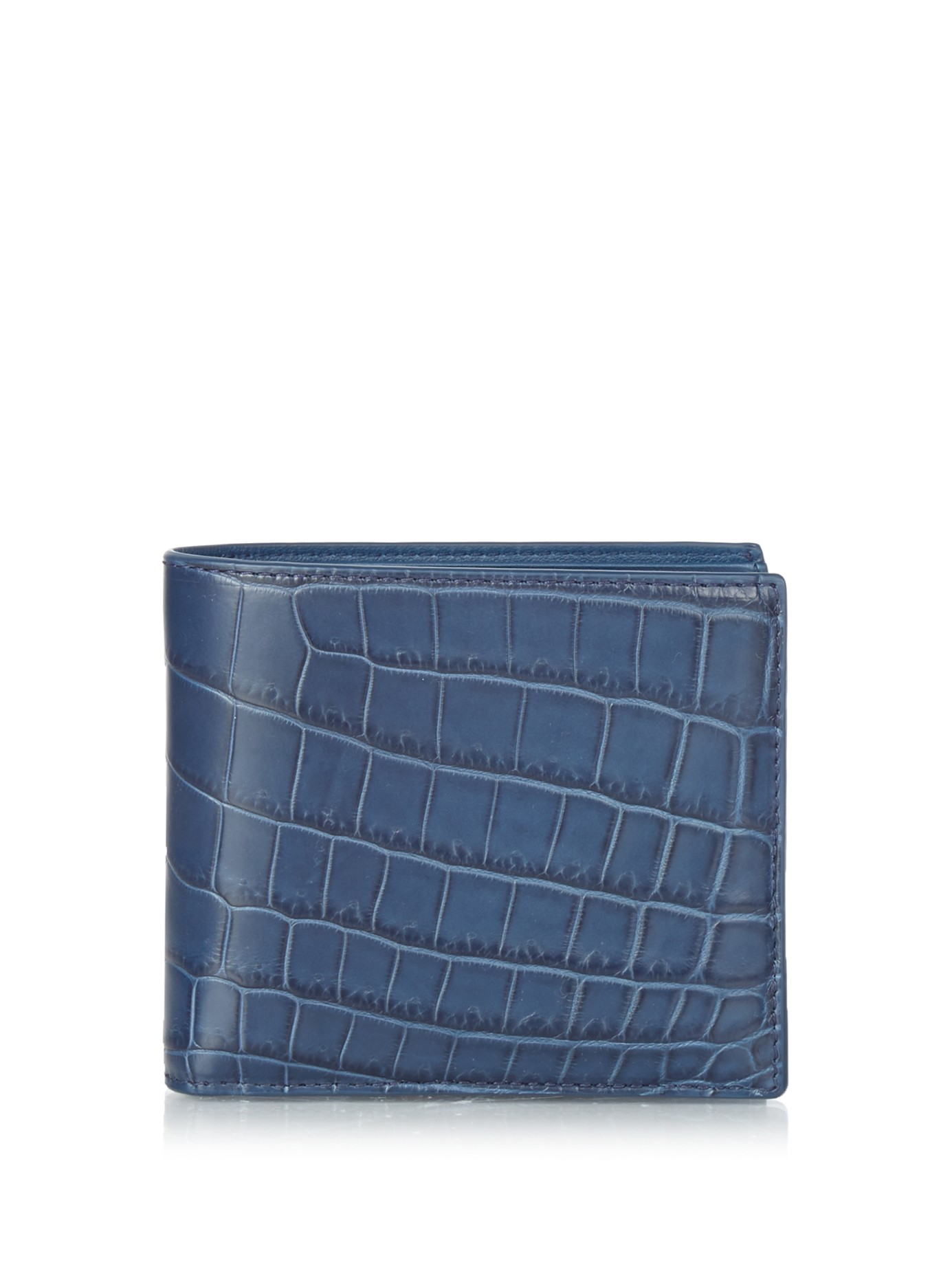 Dark blue crocodile leather wallet. Crocodile leather wallet for men.  Crocodile bifold wallet | 7Strap