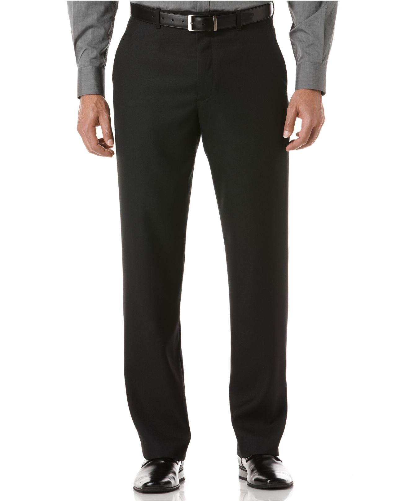 Perry ellis Portfolio Classic Fit Sharkskin Flat Front Dress Pants in Black for Men Save 34