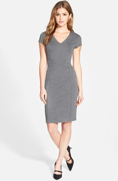 charcoal grey sheath dress