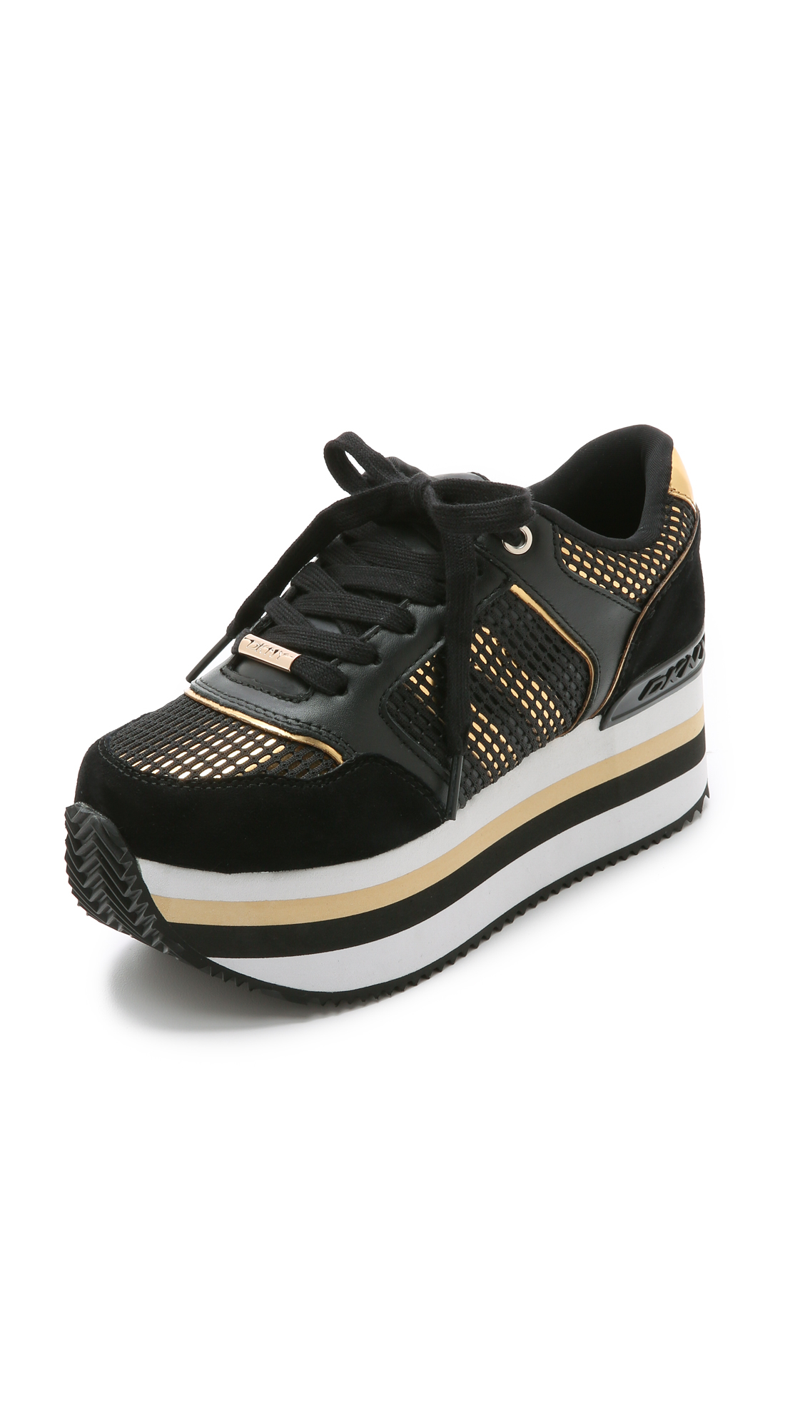 black and gold platform sneakers