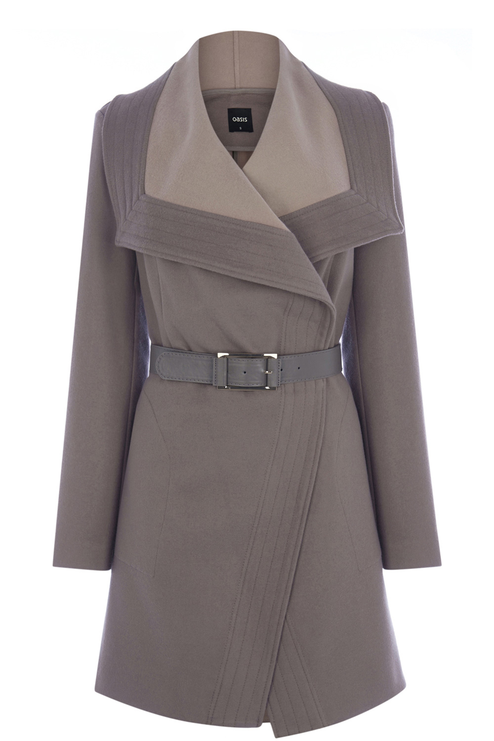 Lyst Oasis Long Two Tone Drape Coat In Brown lyst-oasis-long-two-tone-drape-coat-in-brown
