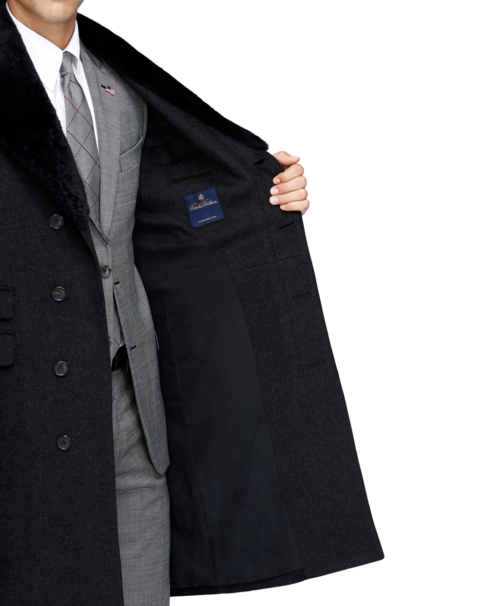 Brooks brothers Shearling Collar Chesterfield Coat in Gray for Men