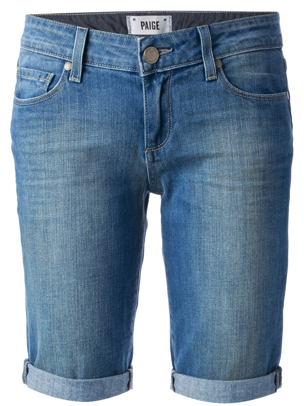 PAIGE Jax Knee Length Denim Shorts in Blue Lyst