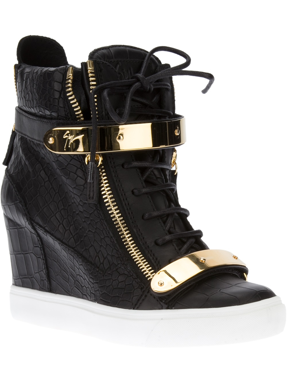 Giuseppe Zanotti Wedge Heel Hi-top Sneakers in Black | Lyst