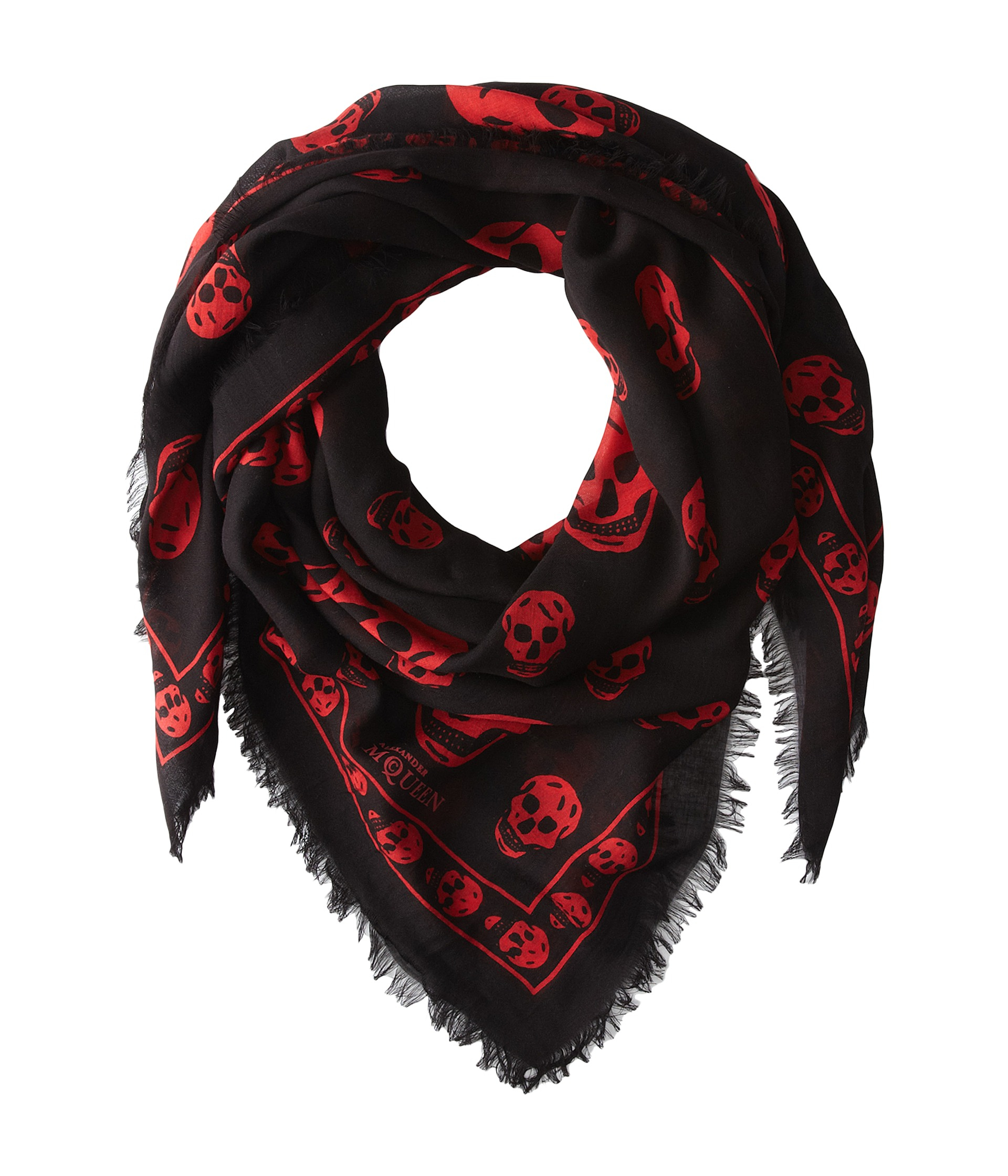 Mcqueen Alexander skull scarf red Mcqueen Alexander skull scarf red