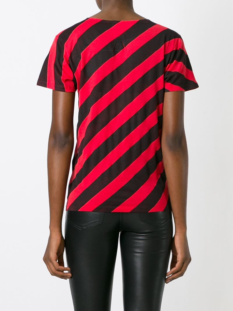 Saint Laurent Diagonal Stripe T-shirt in Black | Lyst