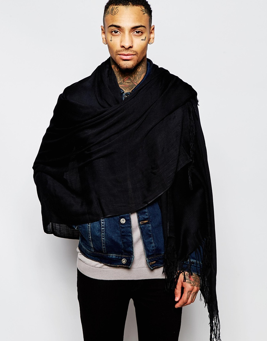 Asos Lightweight Blanket Scarf In Black For Men Lyst