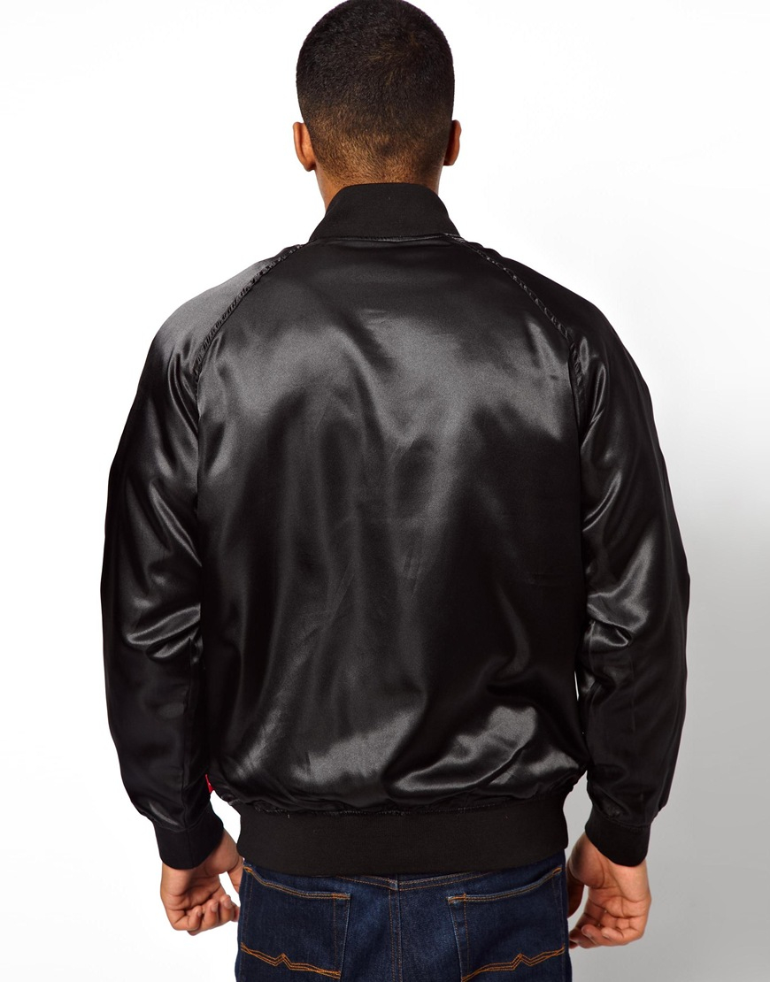 Stussy Satin Bomber Jacket with Logo in Black for Men | Lyst