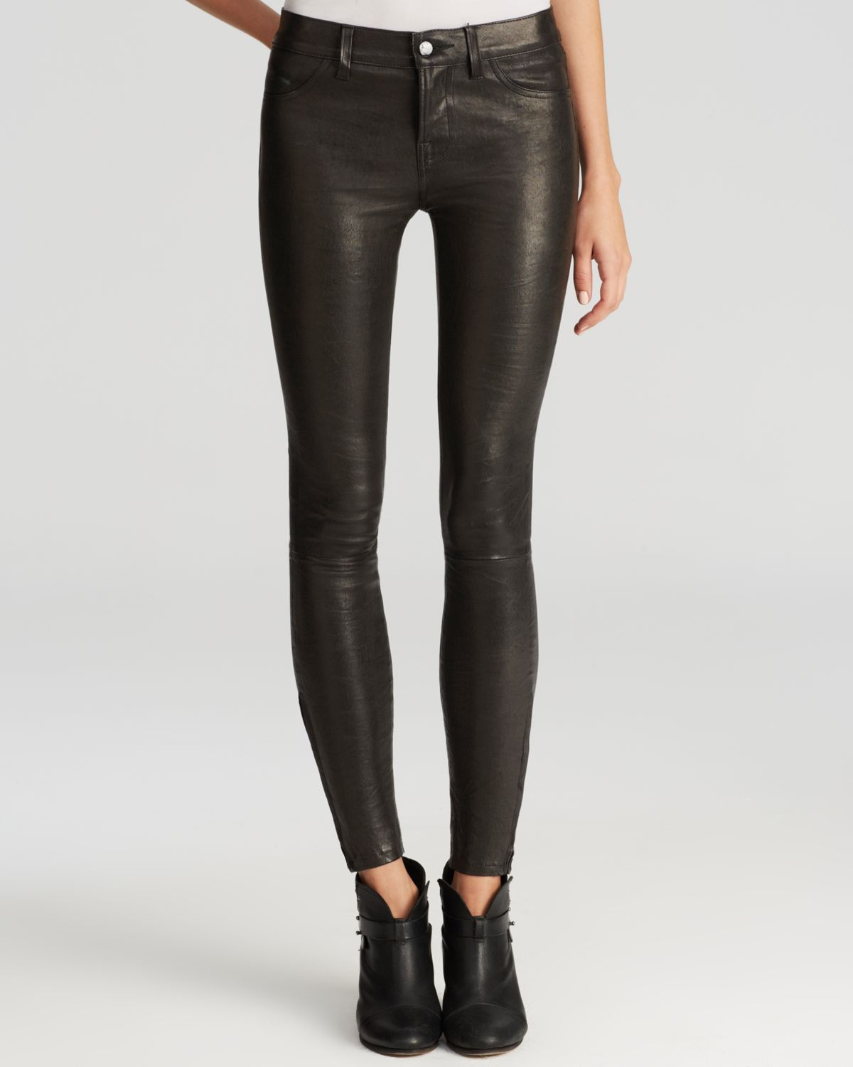 J brand Leather Super Skinny Pants in Black | Lyst