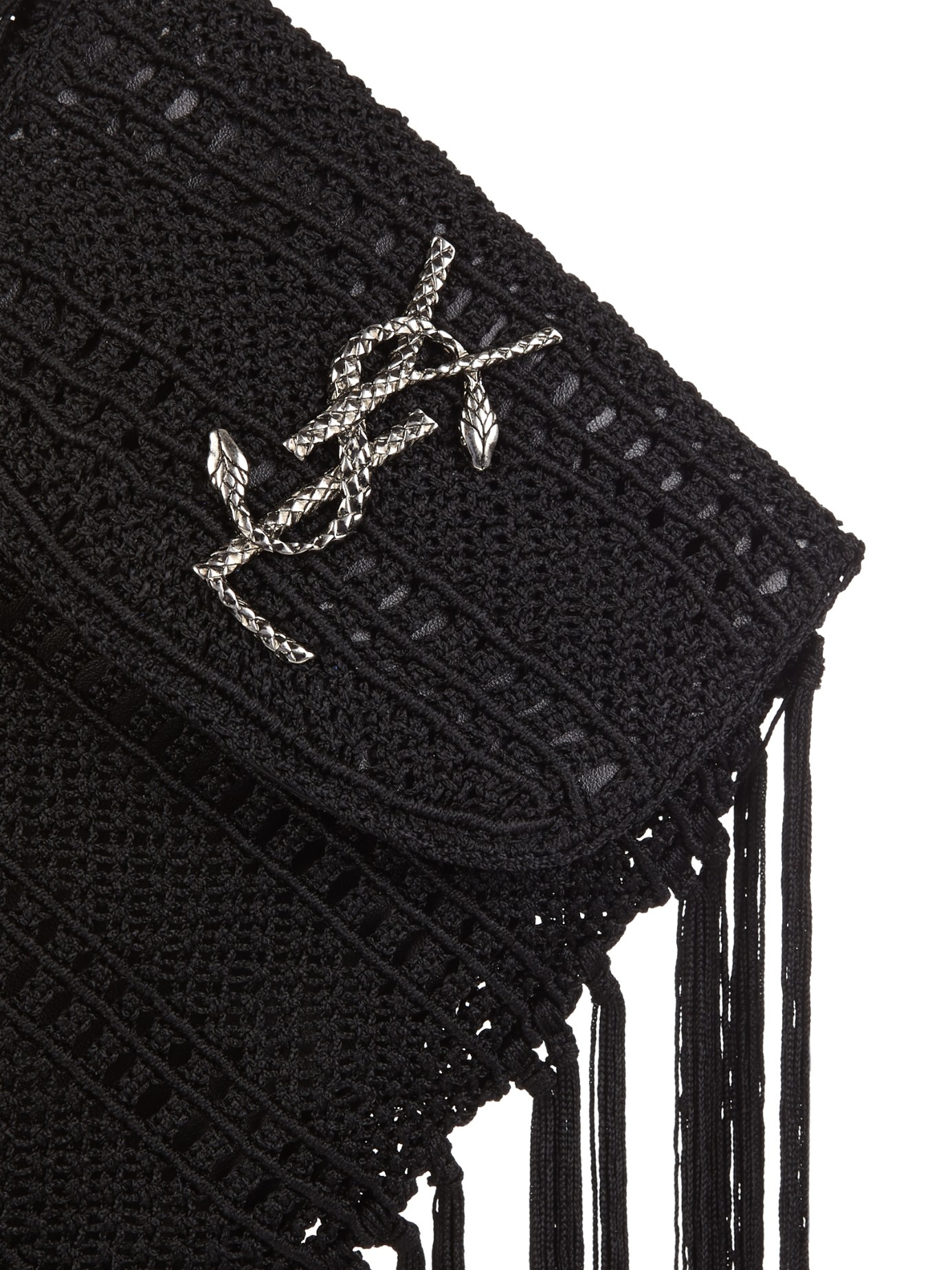 Saint laurent Anita Serpent-monogram Crochet Cross-body Bag in ...