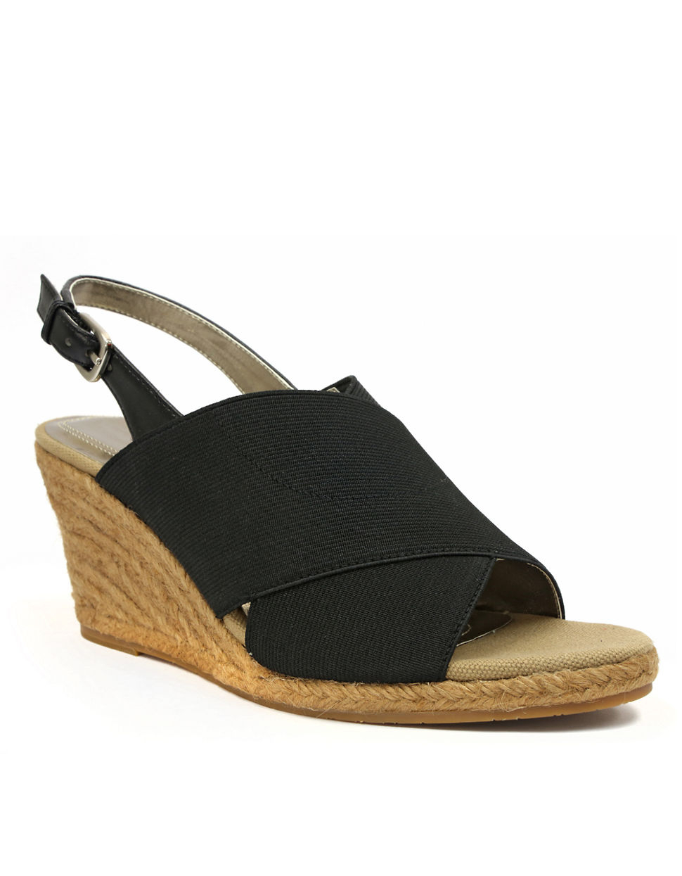 Tahari Wanda Wedge Sandals in Black | Lyst