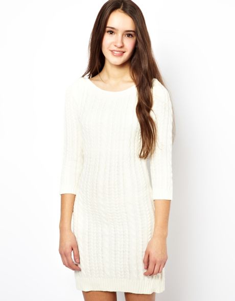 Darling Knitted Dress in White (Cream) | Lyst