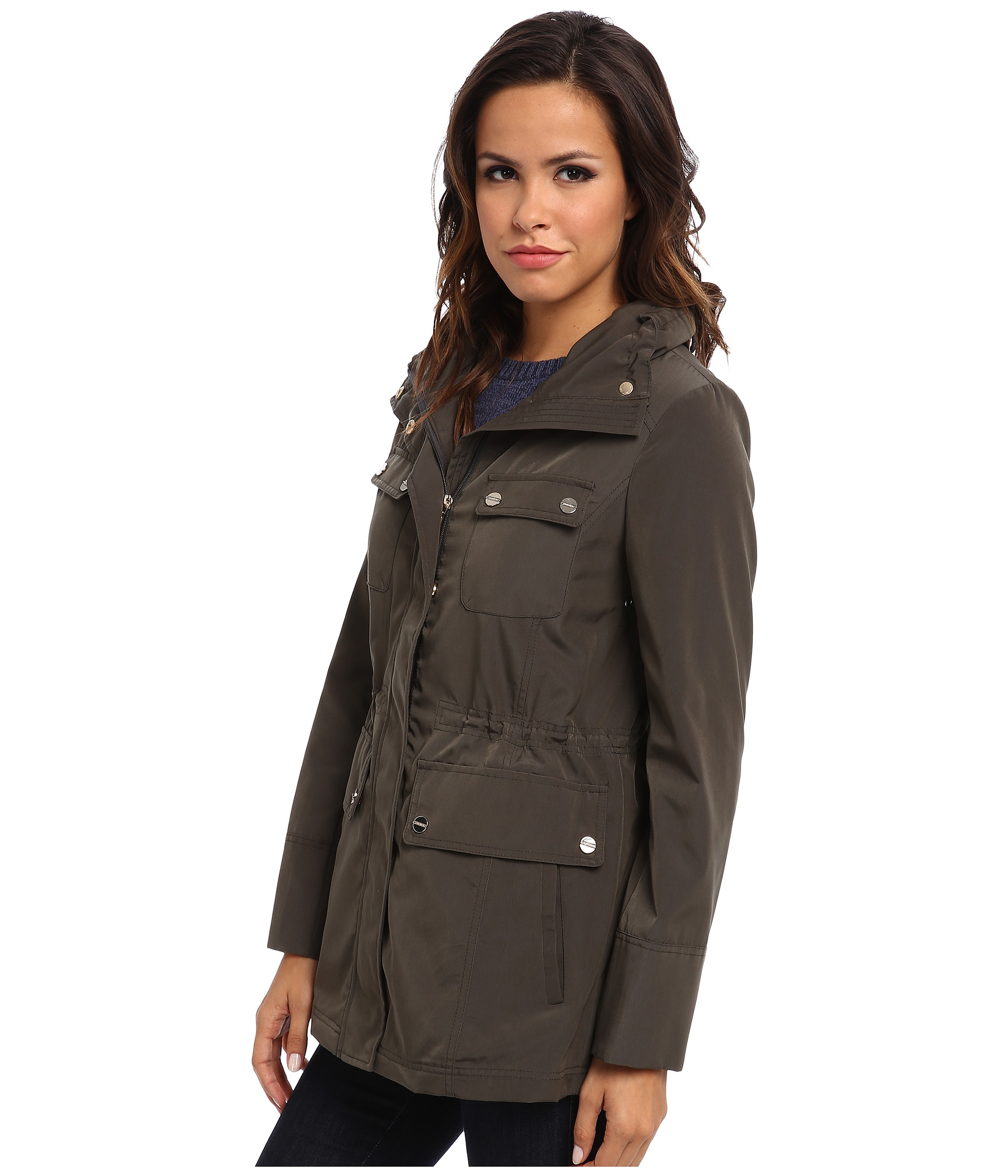 calvin klein women's long packable anorak jacket