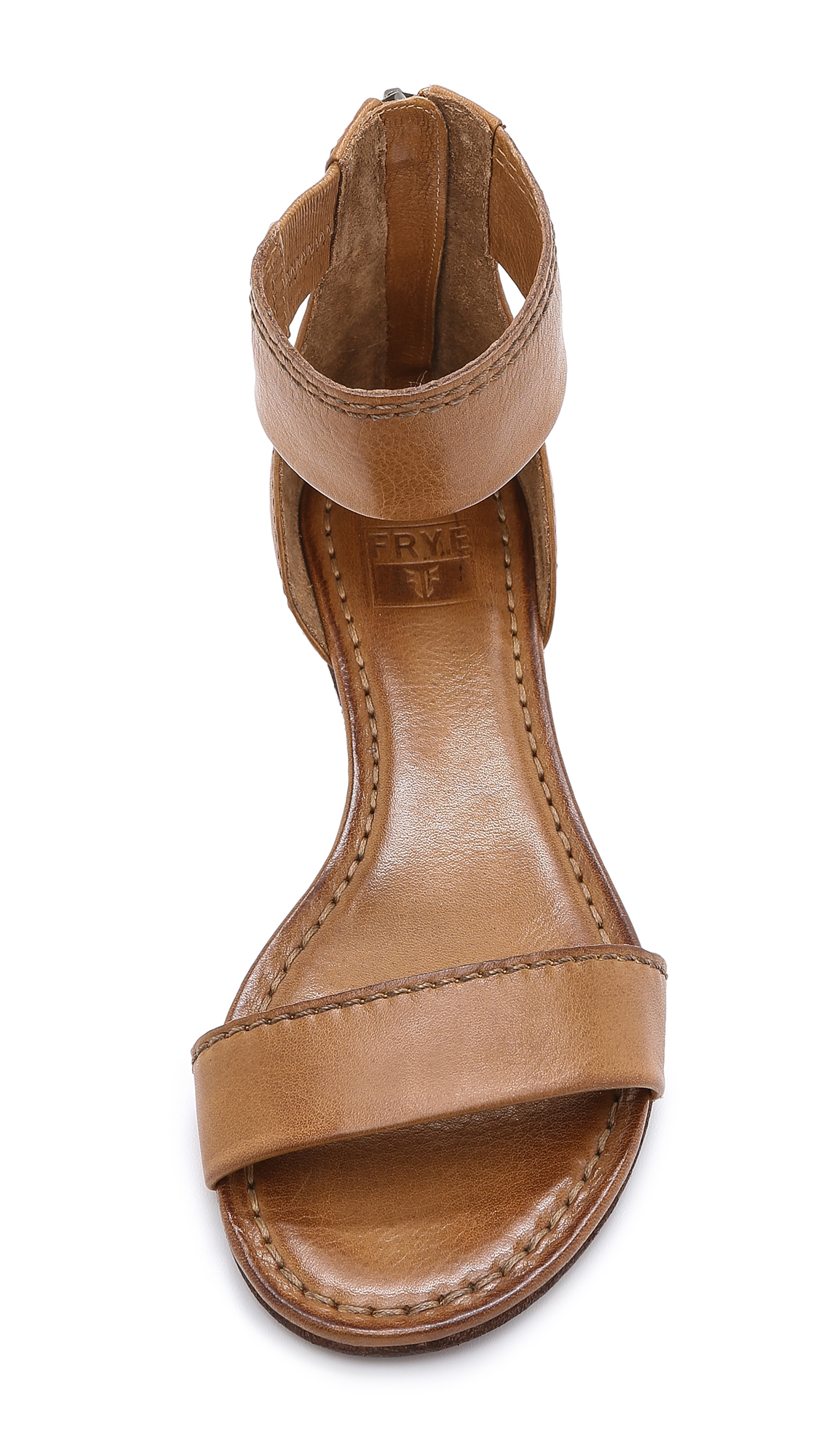 Frye Carson Ankle Zip Flat Sandals - Camel in Natural | Lyst