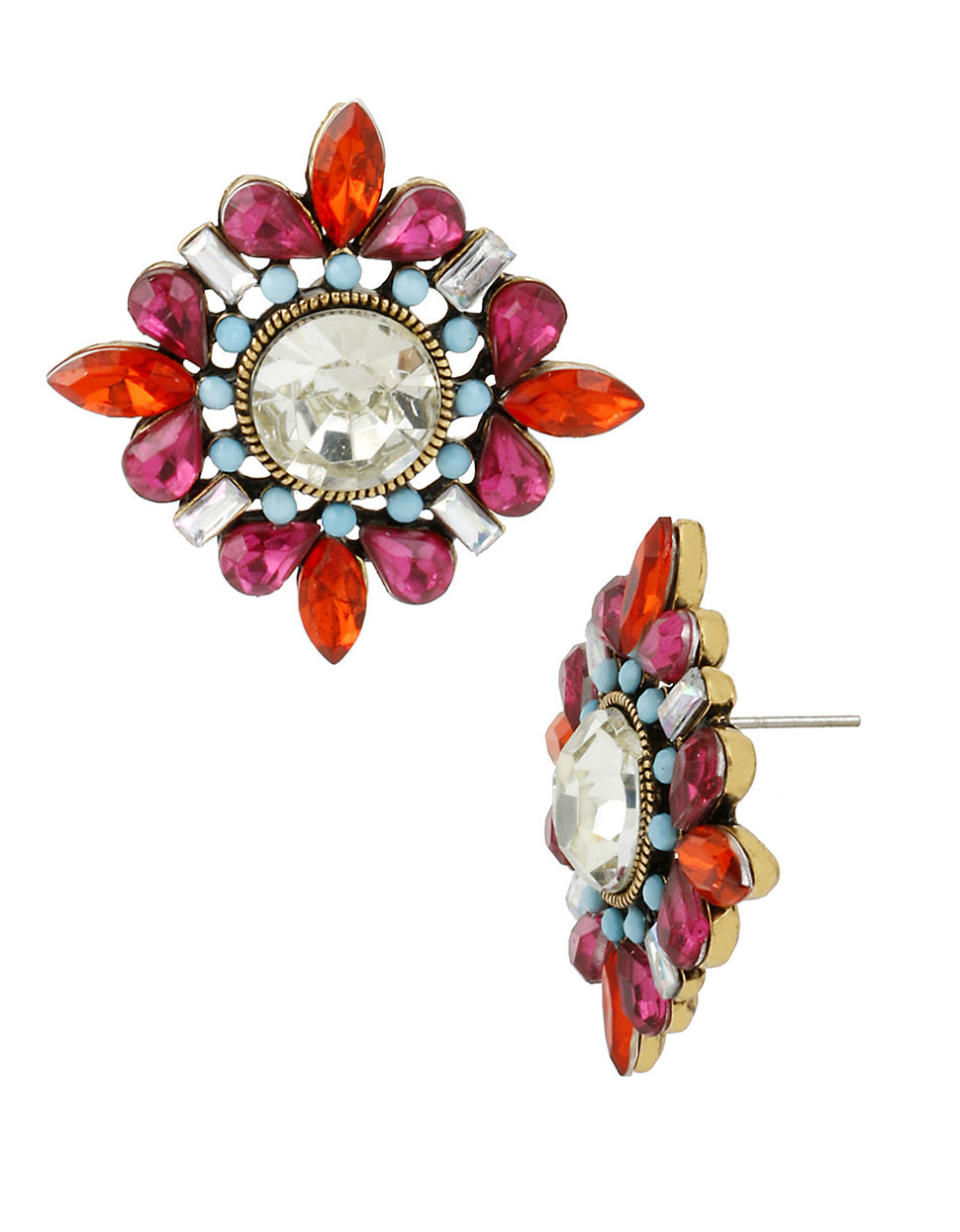 Betsey Johnson Multicolor Crystal Gemstone Pendant Earrings in ...