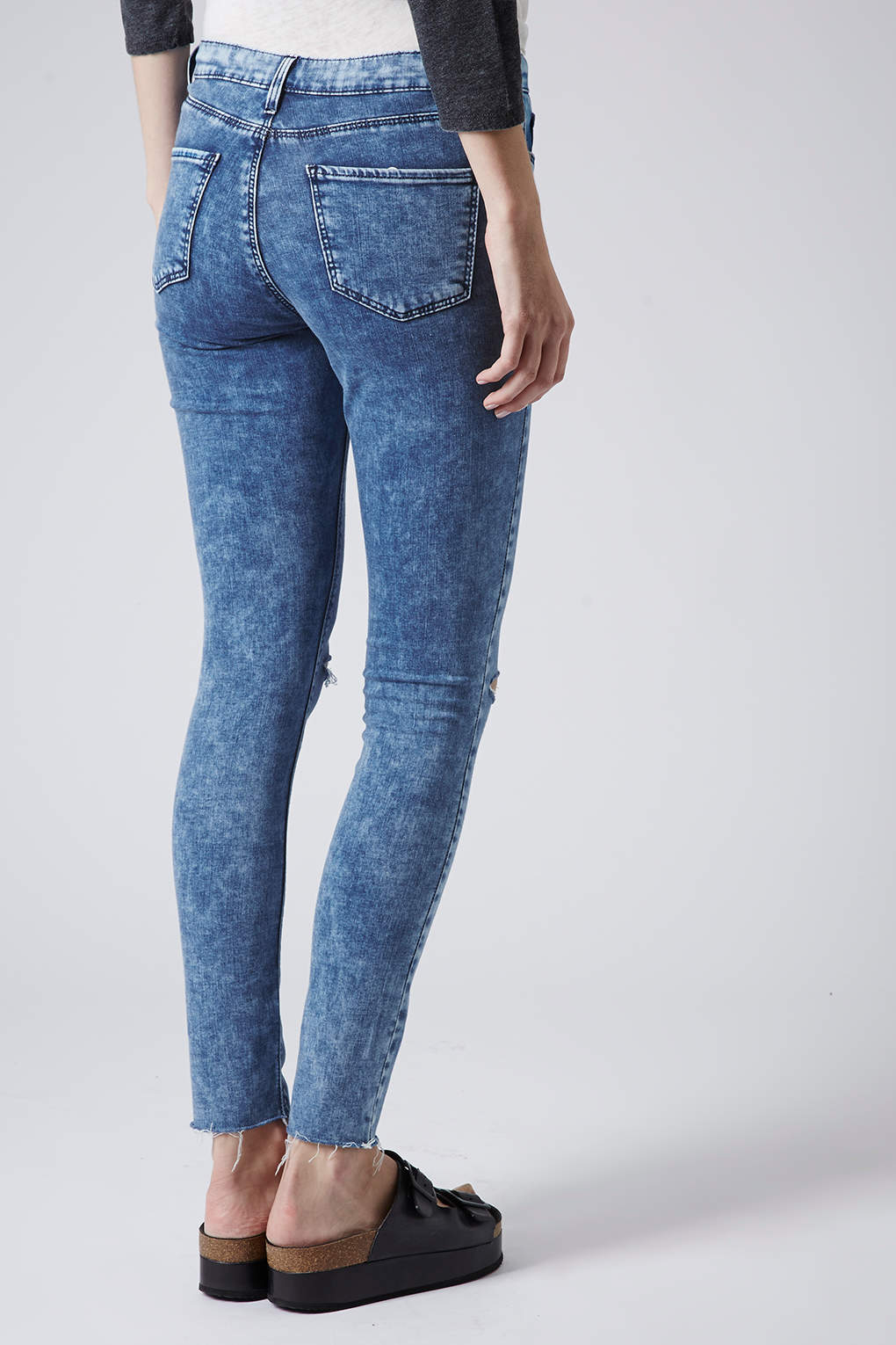 Moto Ripped Mottle Leigh Jeans in Bleach Stone