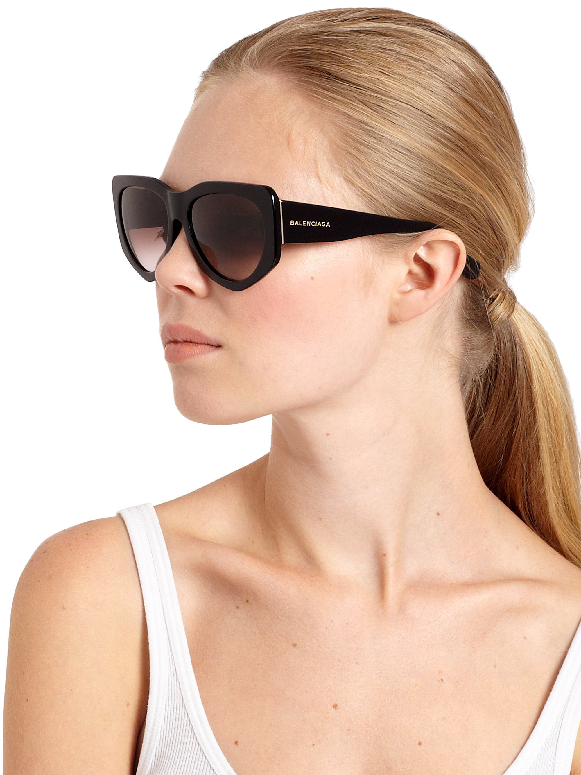 Balenciaga 58mm Angular Round Sunglasses in Black for Men | Lyst