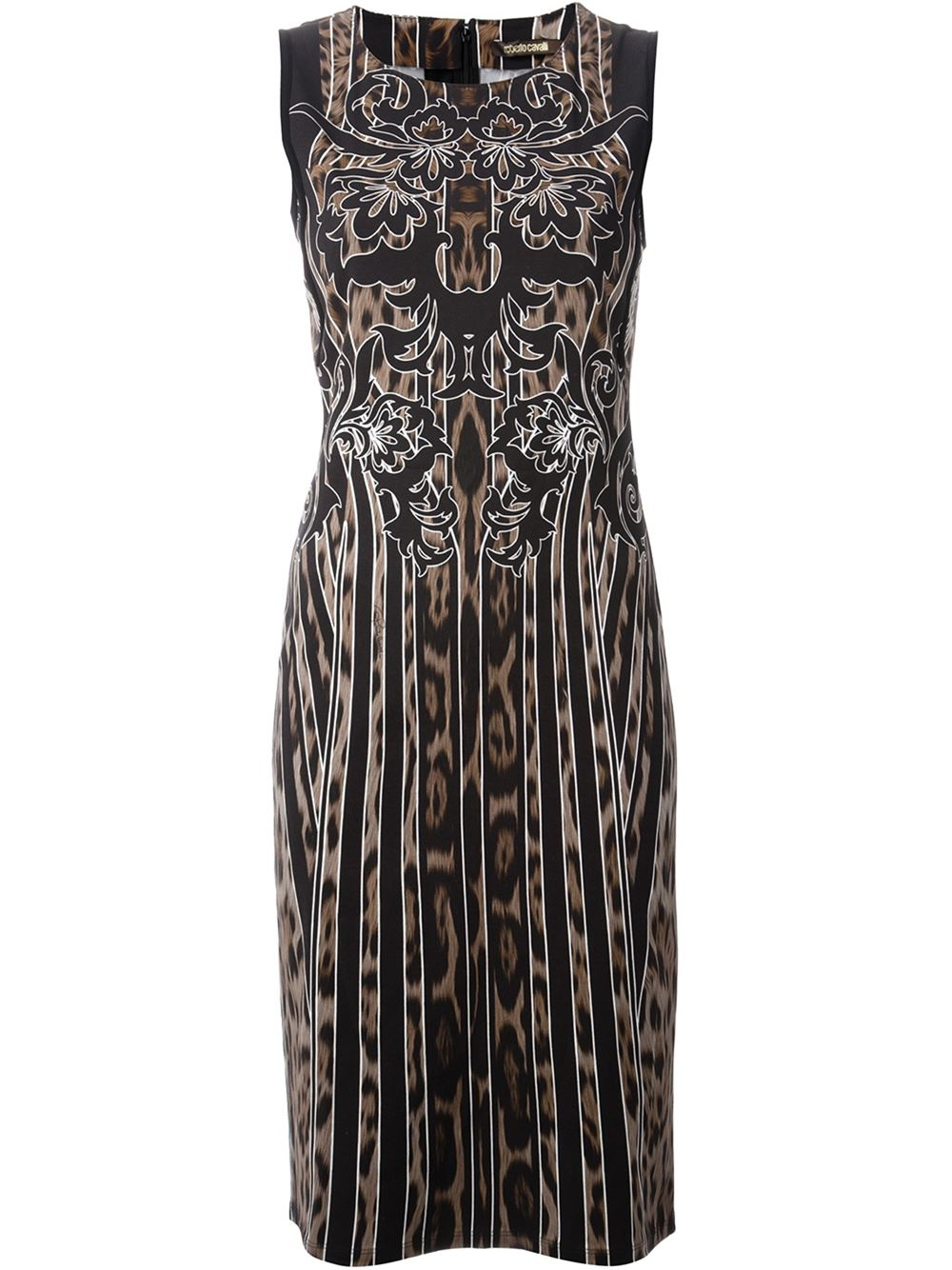 Lyst - Roberto Cavalli Paisley Leopard Print Dress in Black