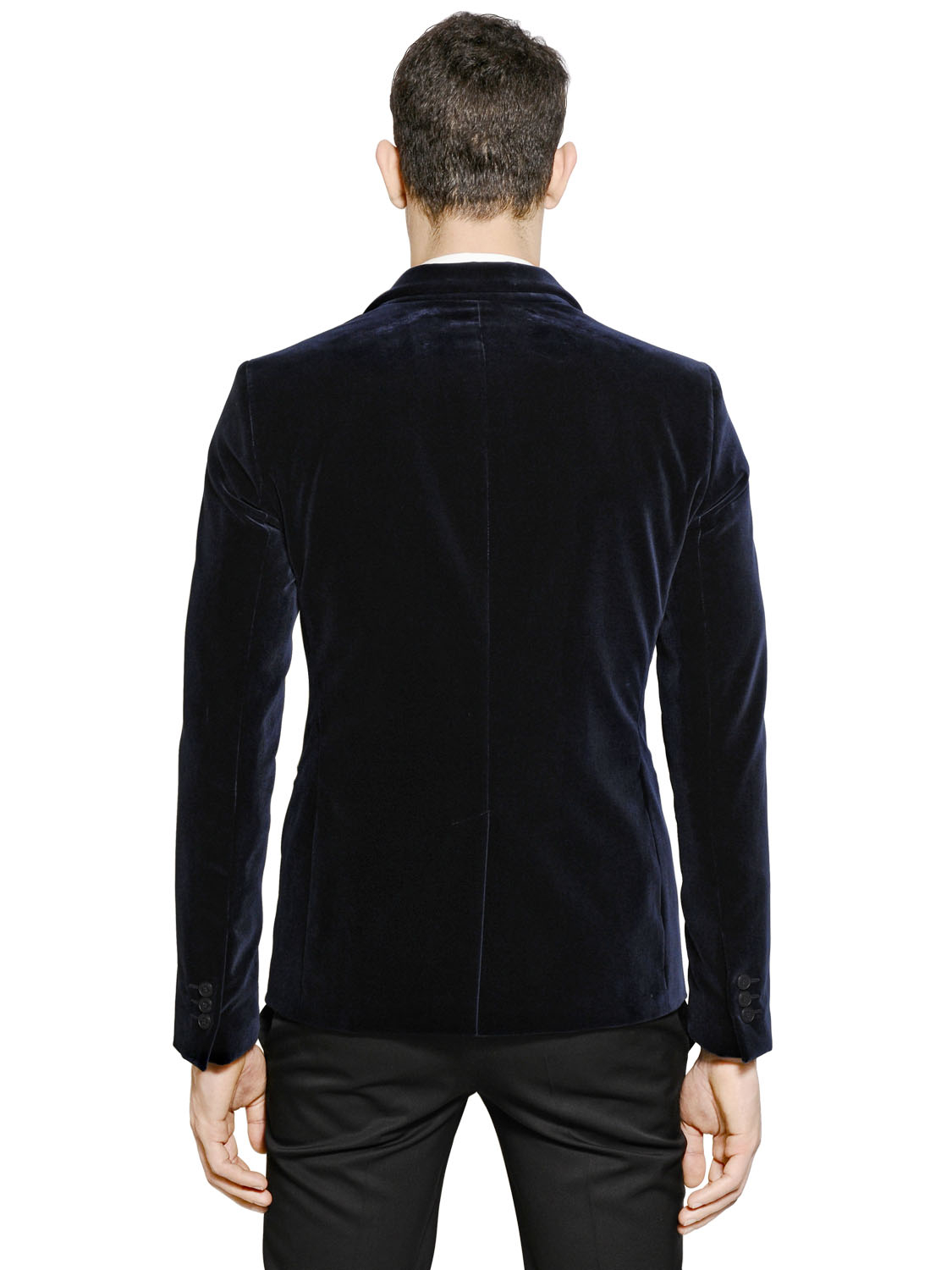 Emporio Armani Velvet Jacket in Navy (Blue) for Men - Lyst
