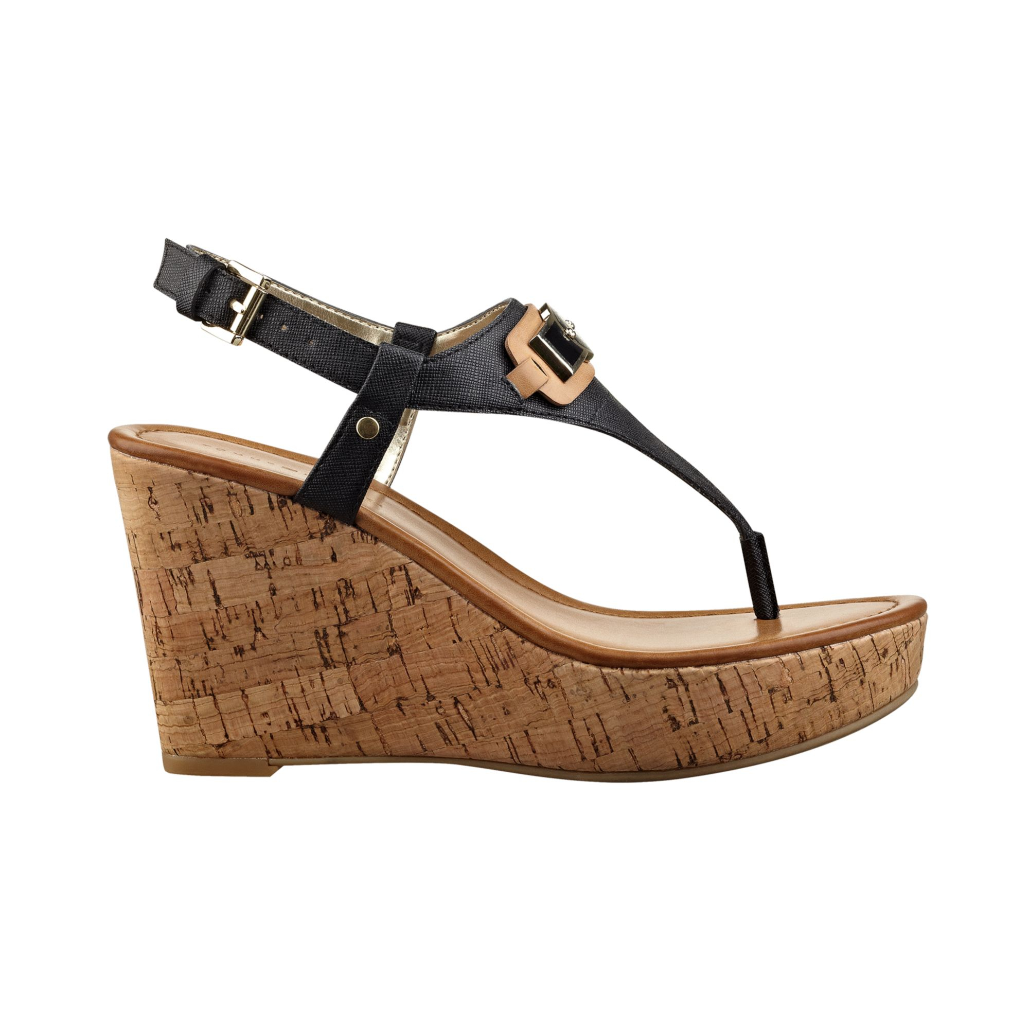 wedge thong sandals black