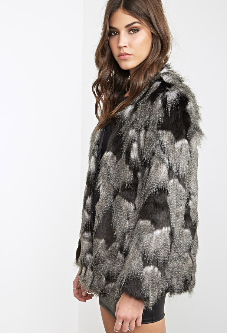 black fuzzy jacket forever 21