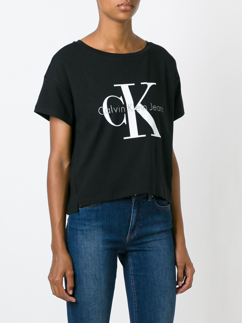 Calvin klein jeans Classic Logo Print Tshirt in Black Lyst
