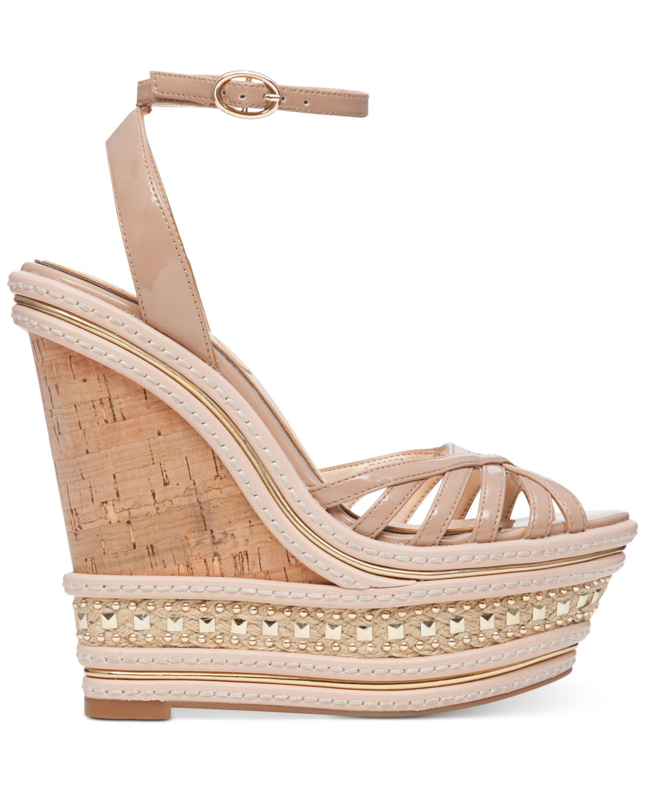Jessica Simpson Aimms Twopiece Wedge Sandals in Nude Patent (Brown) Lyst