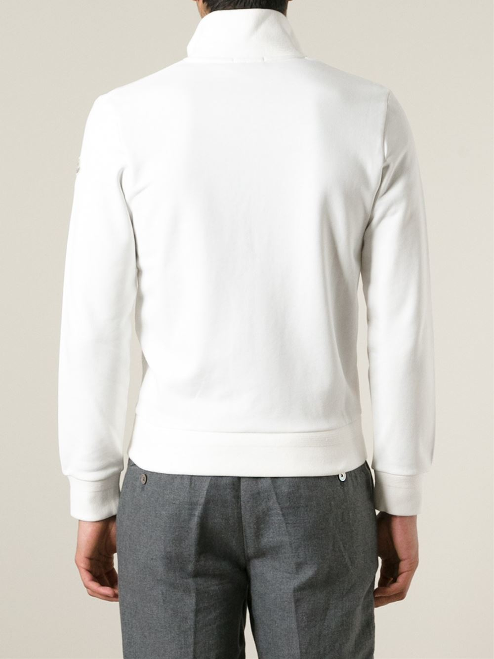 Moncler Zip-Up Sweatshirt in White for Men | Lyst