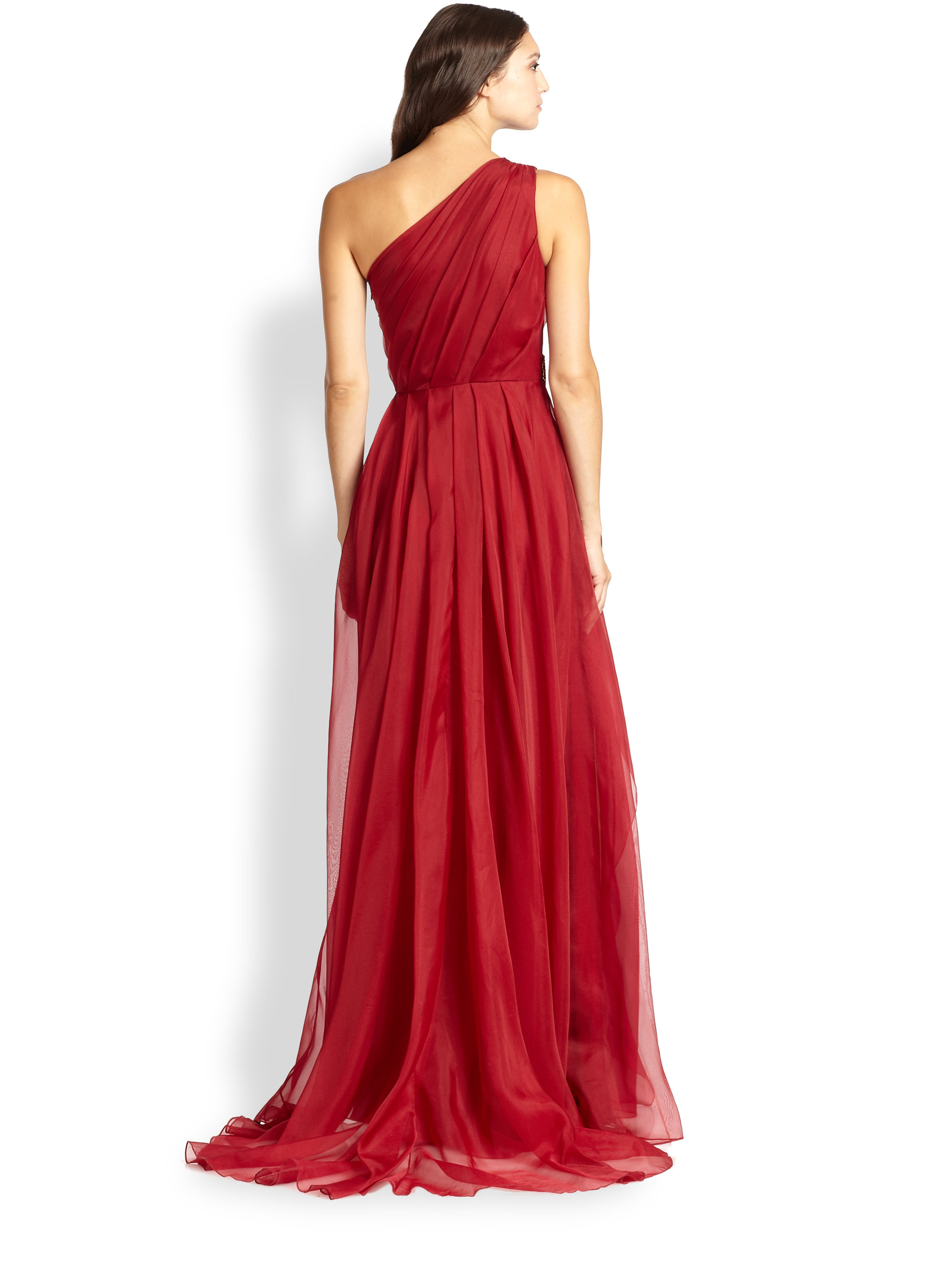 badgley mischka red ball gown