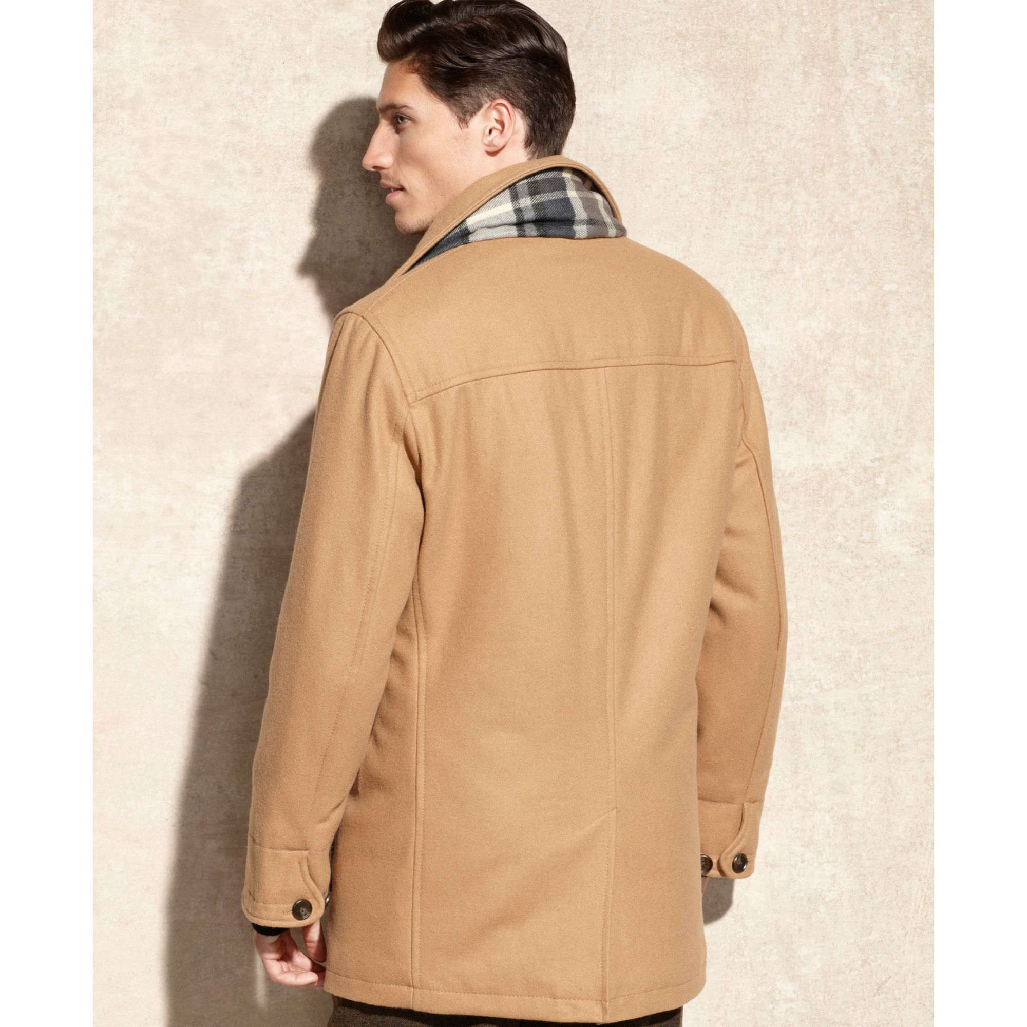 London fog Alden Wool Car Coat in Beige for Men (New Camel) Lyst