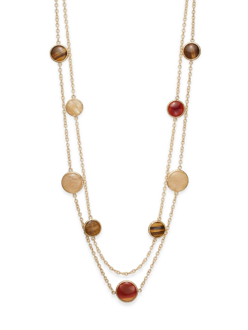 Lyst Saks Fifth Avenue Cabochon Doublechain Necklace in Metallic