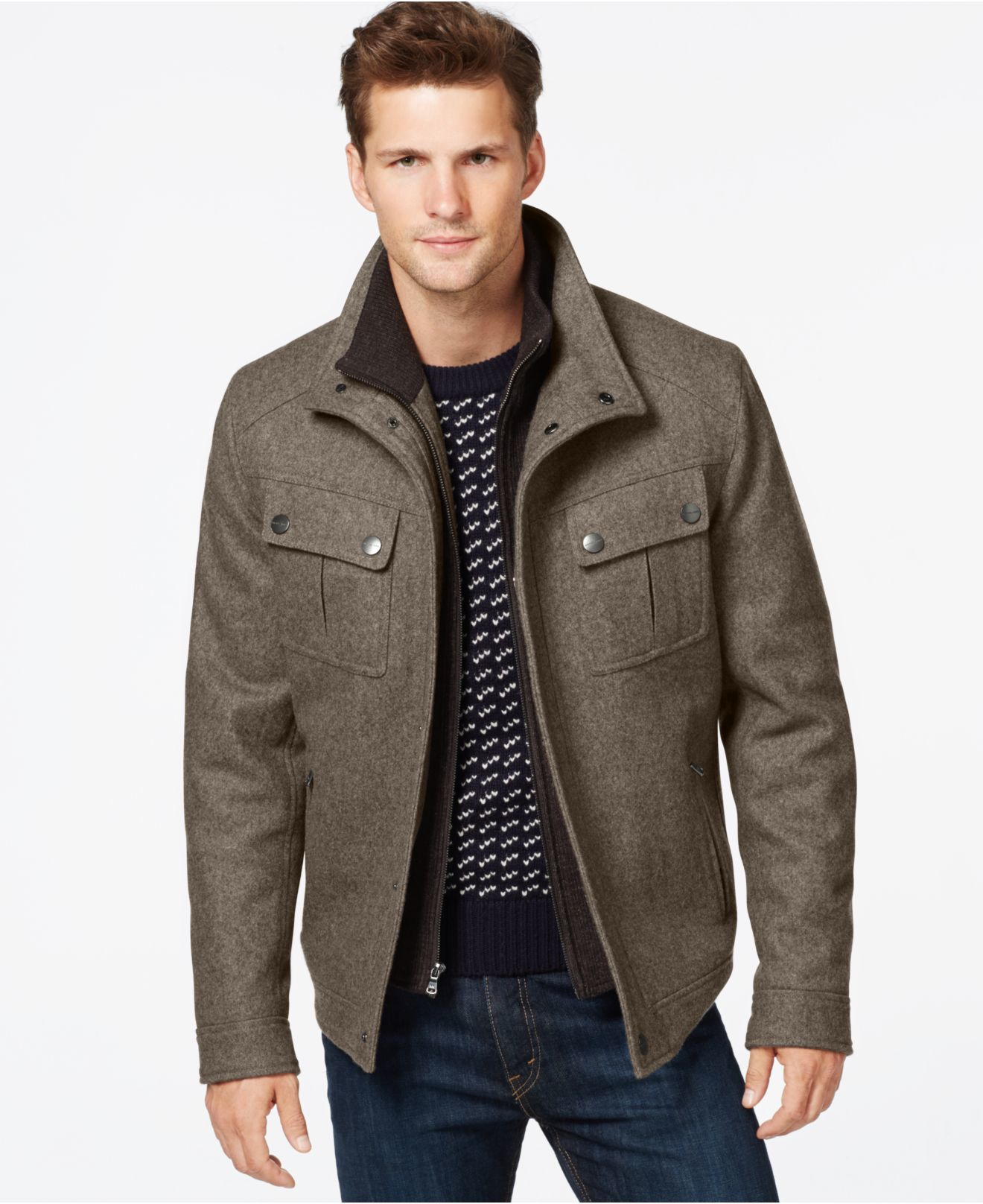 Lyst - Michael Kors Michael Brockton Wool-blend Jacket in Gray for Men